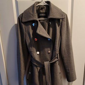 GUESS Grey Wool Peacoat